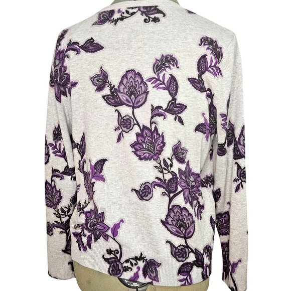 Woman's Croft&Barrow cottagecore floral purple/violet button up cardigan PL - Picture 4 of 11